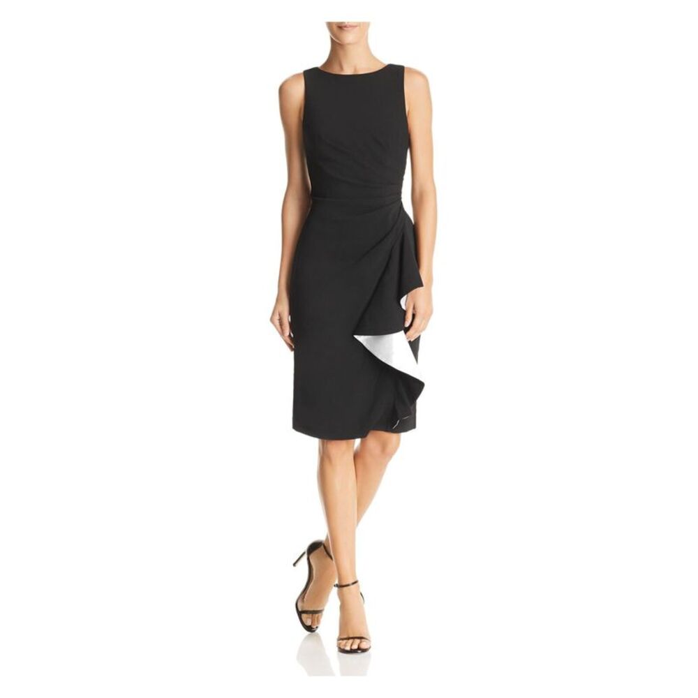 CARMEN MARC VALVO INFUSION Womens Black Cascade Ruffle Sleeveless Formal Dress 8